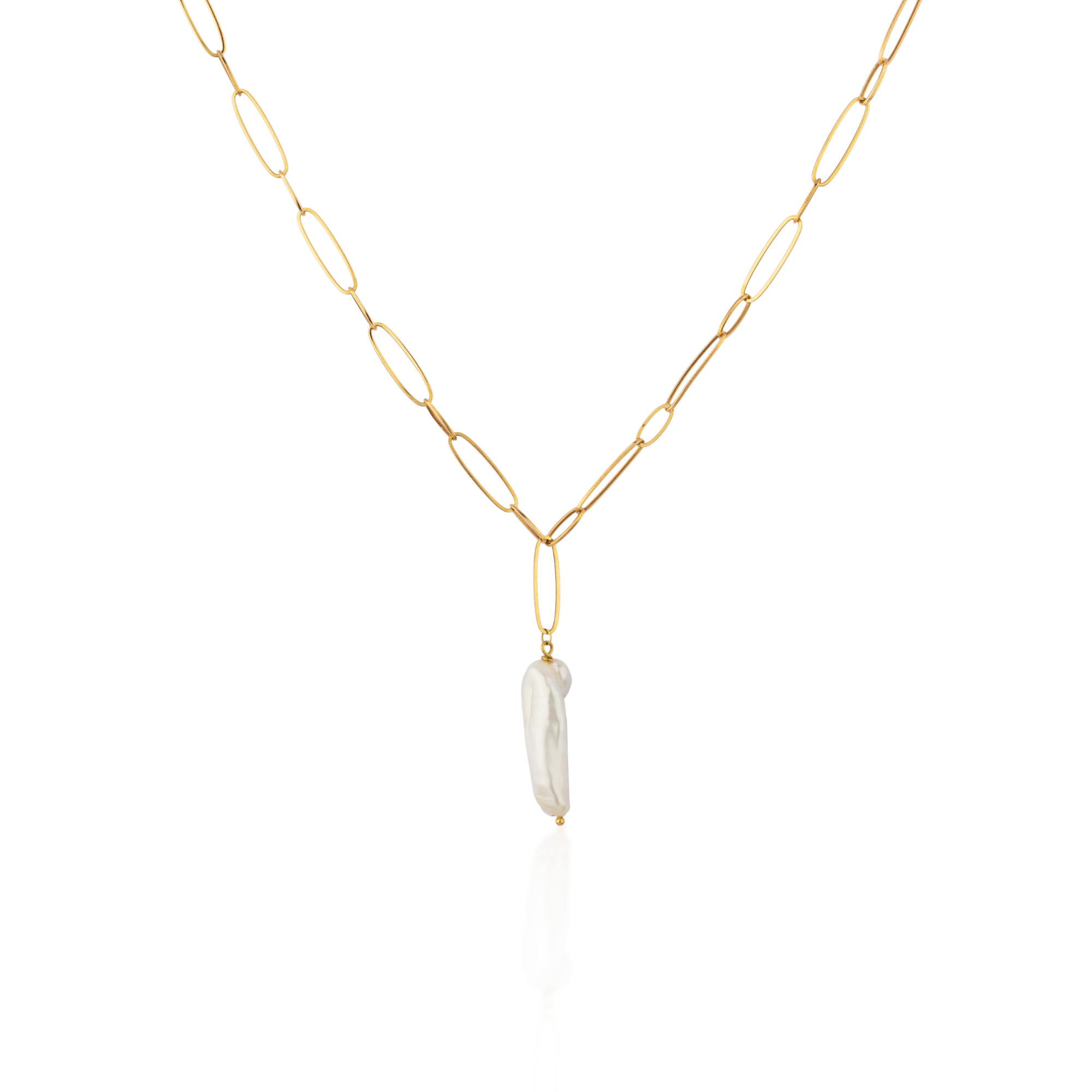 Golden Pearl Link Necklace